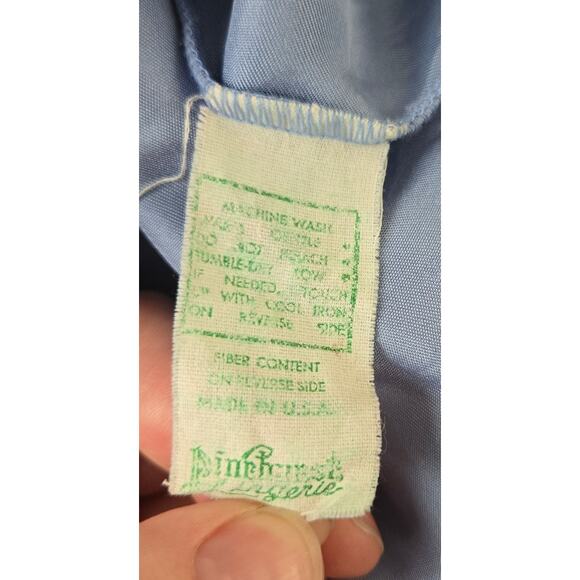 VTG Pinehurst Lingerie Nightgown Nighty Negligee Large Lace Bow Blue - Picture 5 of 6